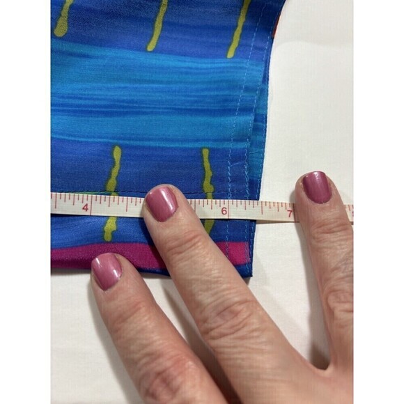 Vintage Jaeger Silk Long Shorts Blue Orange Striped Stripes Small - Picture 5 of 10